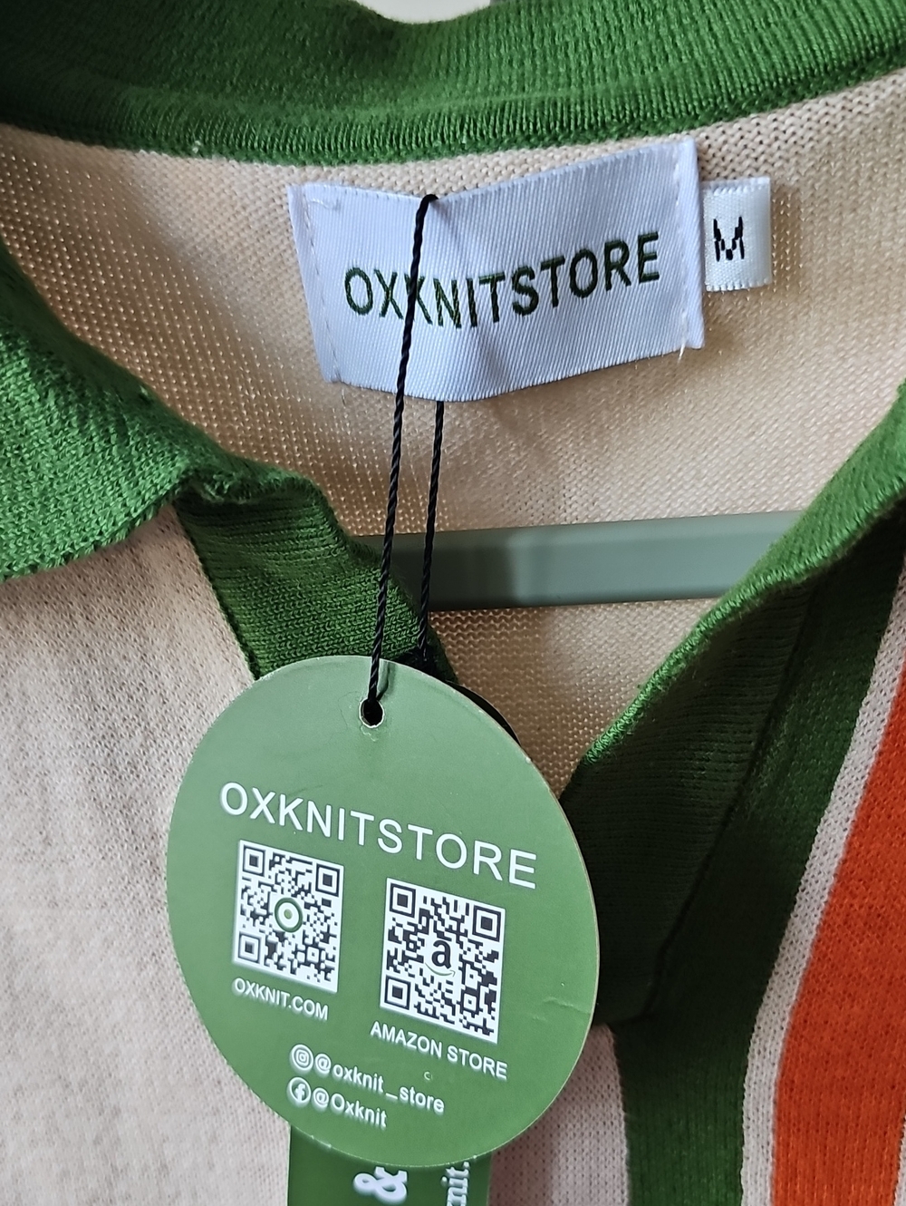 OXKNITSTORE Green Trim Polo Shirt